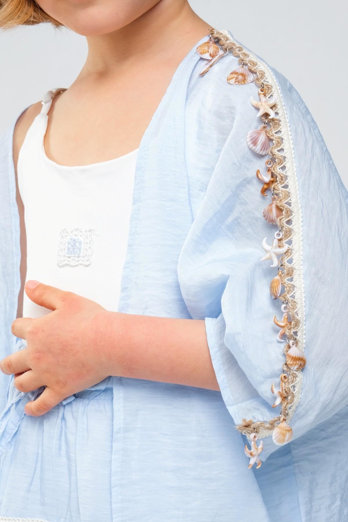 4-8 Yaş SeaShell Sugar Kız Çocuk 3'Lü Takım-Buz Mavi