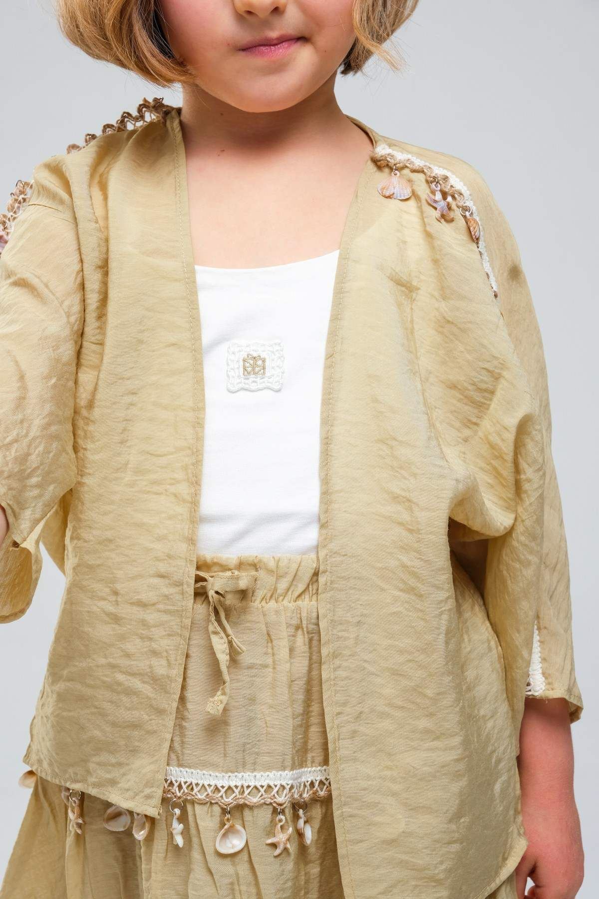 4-8 Yaş SeaShell Sugar Kız Çocuk 3'Lü Takım-Haki