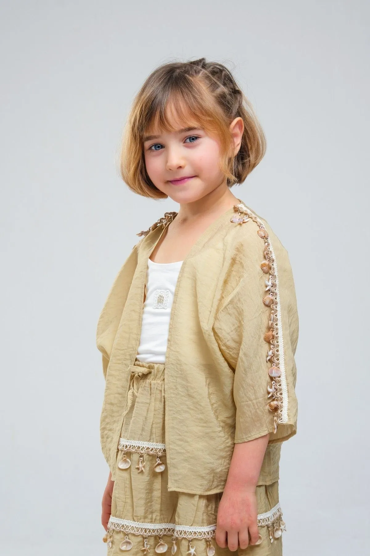 4-8 Yaş SeaShell Sugar Kız Çocuk 3'Lü Takım-Haki