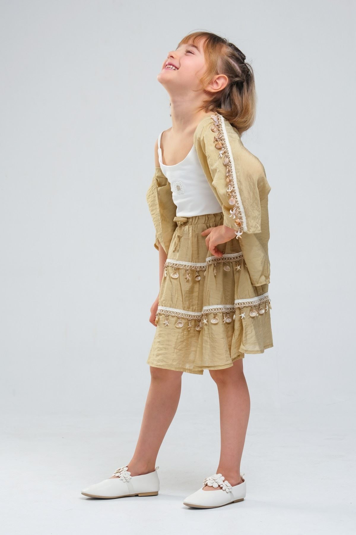 4-8 Yaş SeaShell Sugar Kız Çocuk 3'Lü Takım-Haki