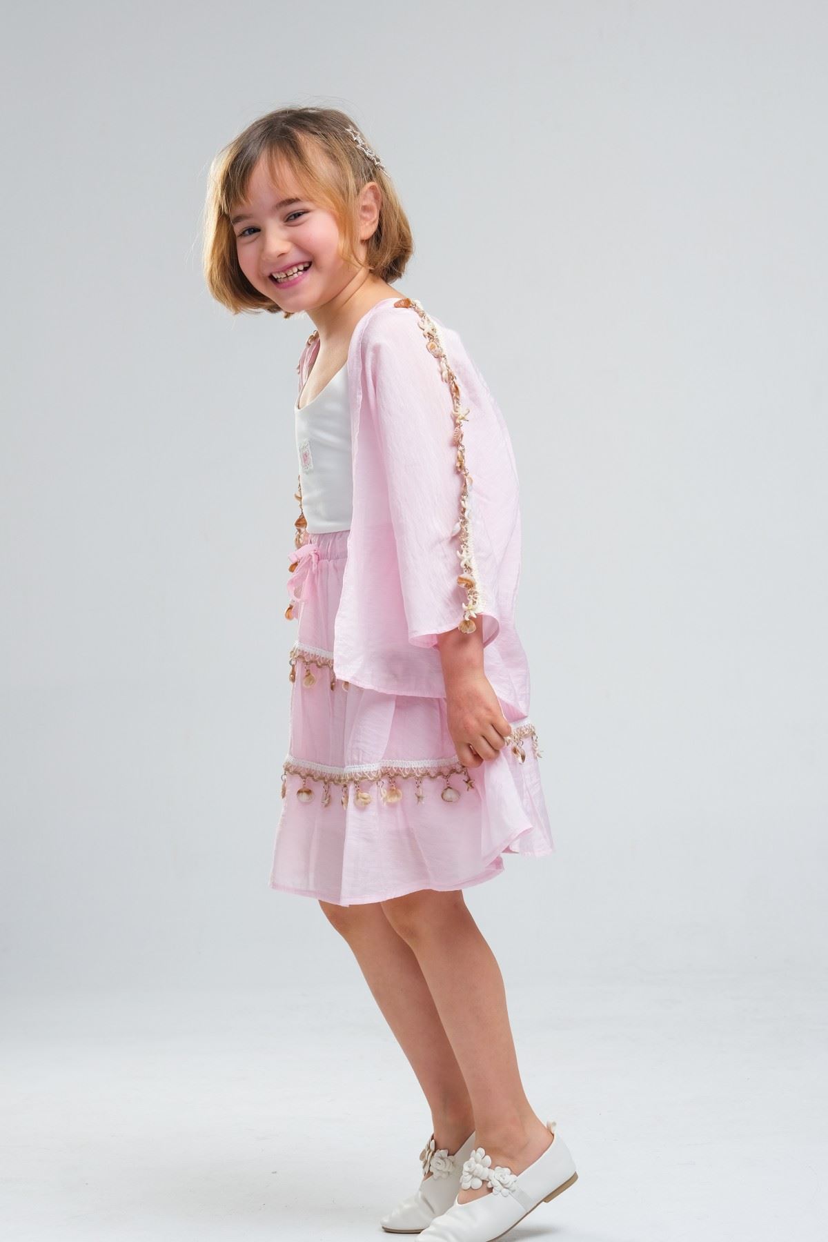 4-8 Yaş SeaShell Sugar Kız Çocuk 3'Lü Takım-Şeker Pembe