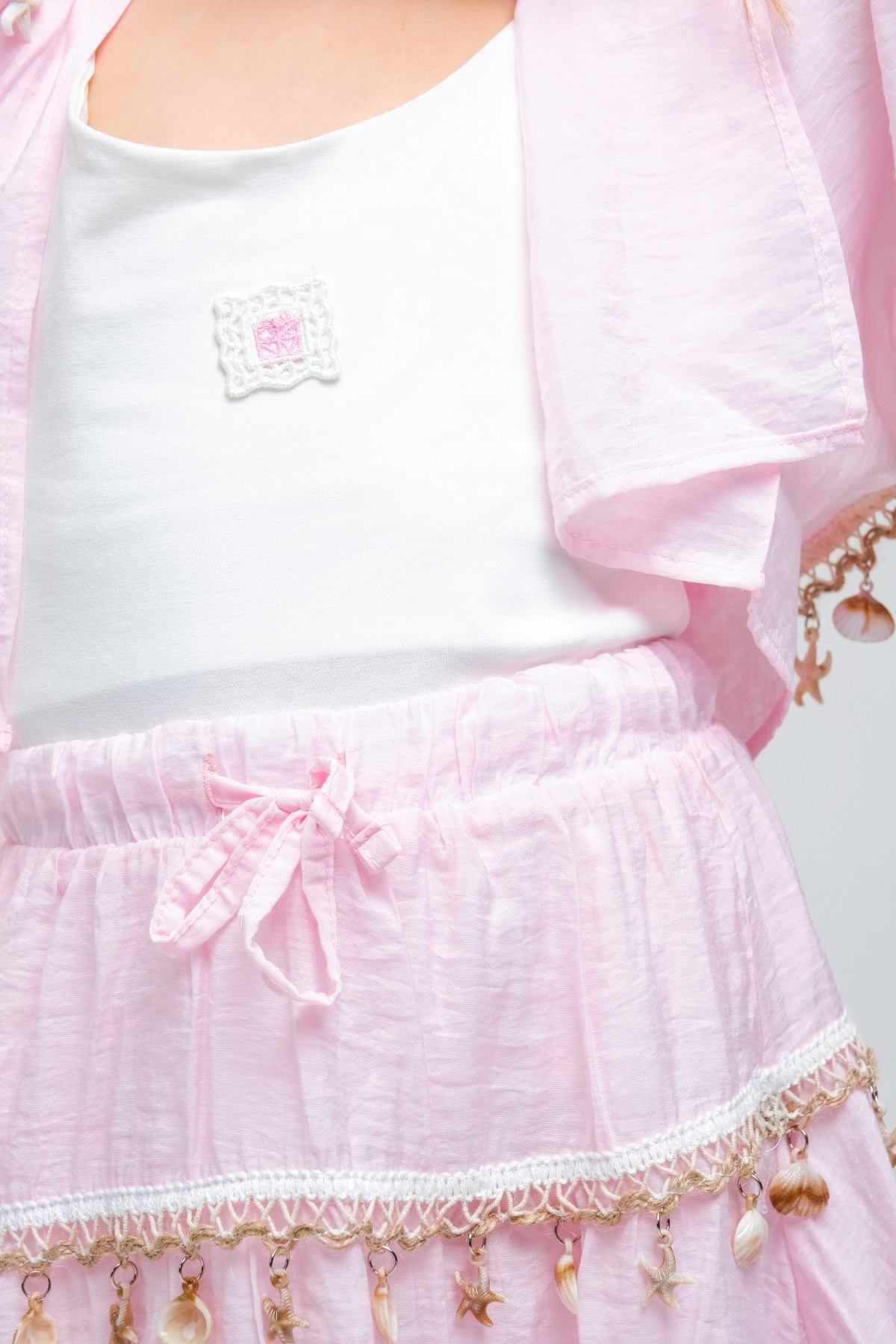 4-8 Yaş SeaShell Sugar Kız Çocuk 3'Lü Takım-Şeker Pembe