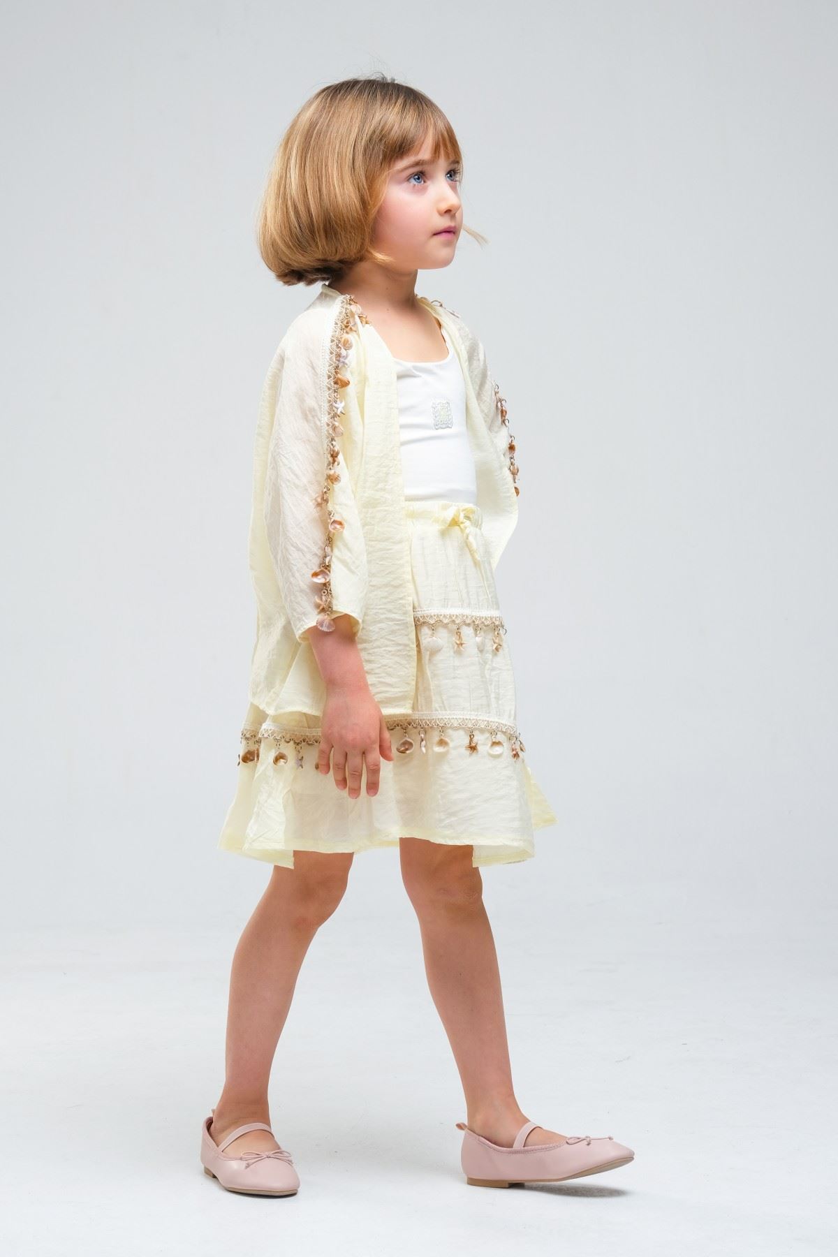 4-8 Yaş SeaShell Sugar Kız Çocuk 3'Lü Takım-Sarı