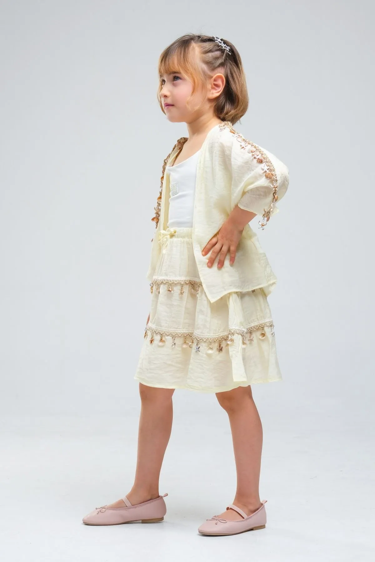 4-8 Yaş SeaShell Sugar Kız Çocuk 3'Lü Takım-Sarı