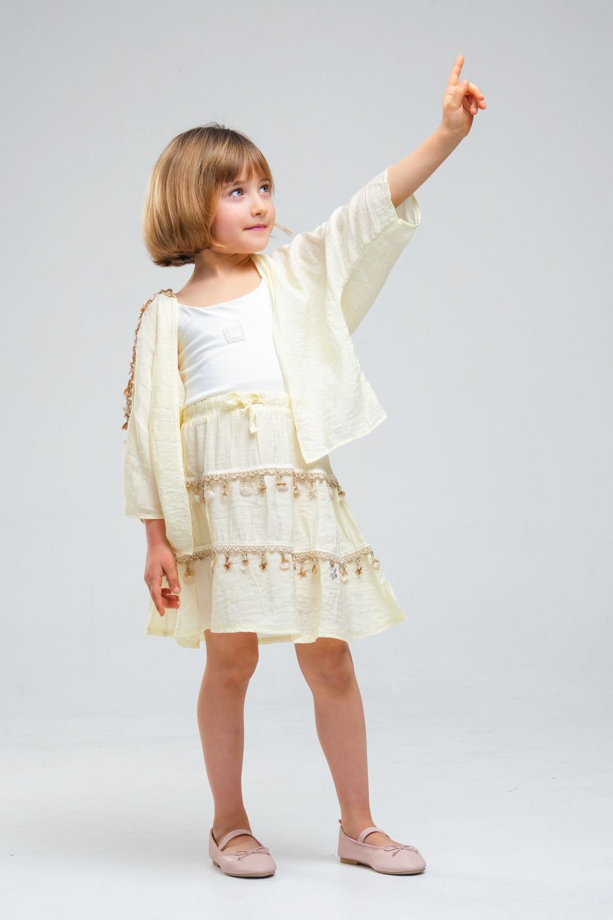 4-8 Yaş SeaShell Sugar Kız Çocuk 3'Lü Takım-Sarı