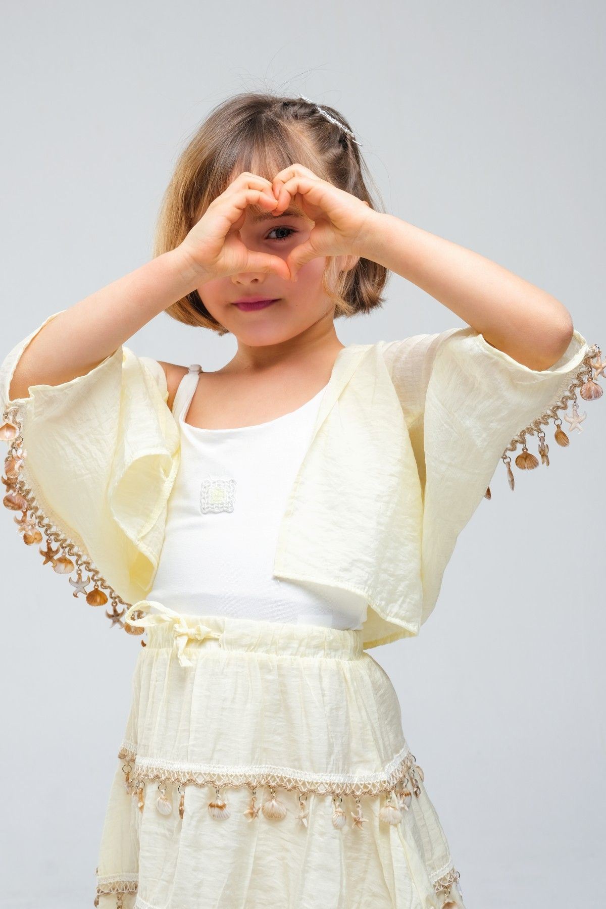 4-8 Yaş SeaShell Sugar Kız Çocuk 3'Lü Takım-Sarı