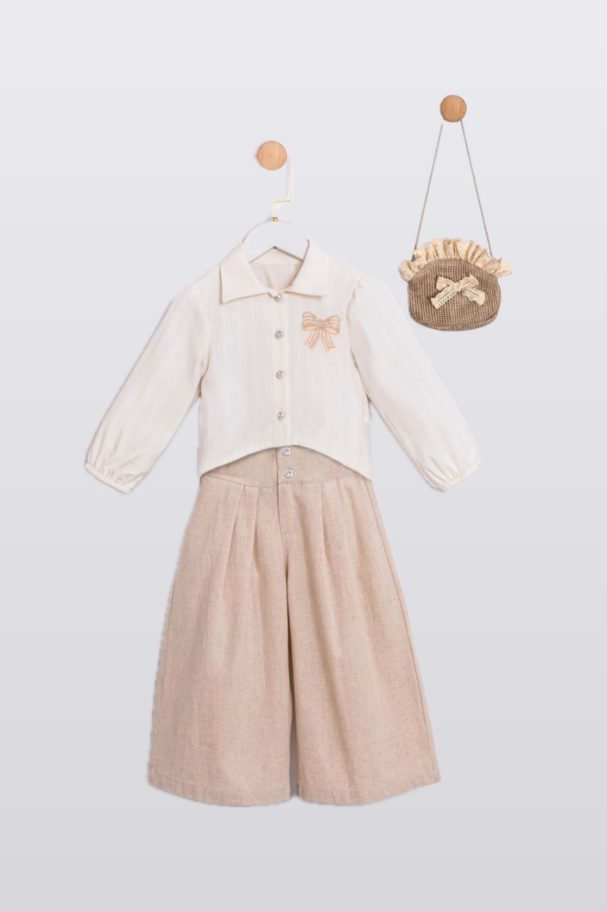 2-5 Yaş Lovely Kız Çocuk 3'Lü Takım-Latte