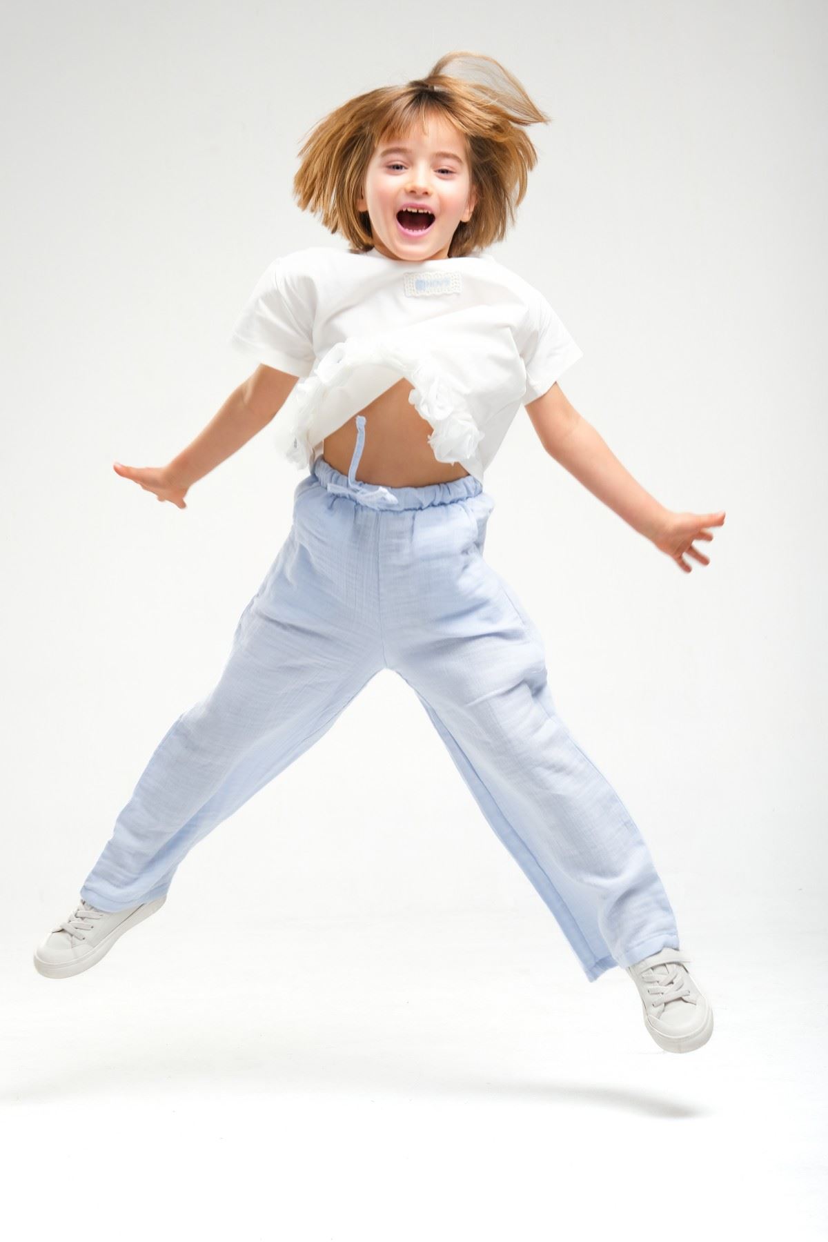 4-8 Yaş Asuman Two Kız Çocuk Takım-Buz Mavi