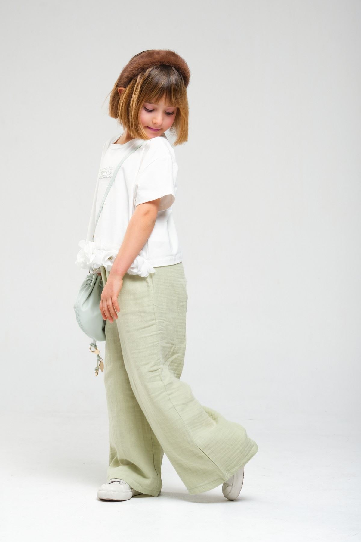 4-8 Yaş Asuman Two Kız Çocuk Takım-Haki