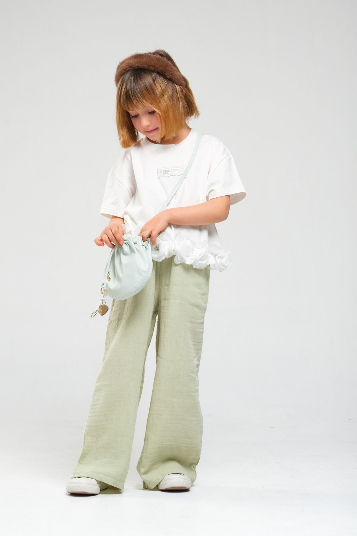 4-8 Yaş Asuman Two Kız Çocuk Takım-Haki