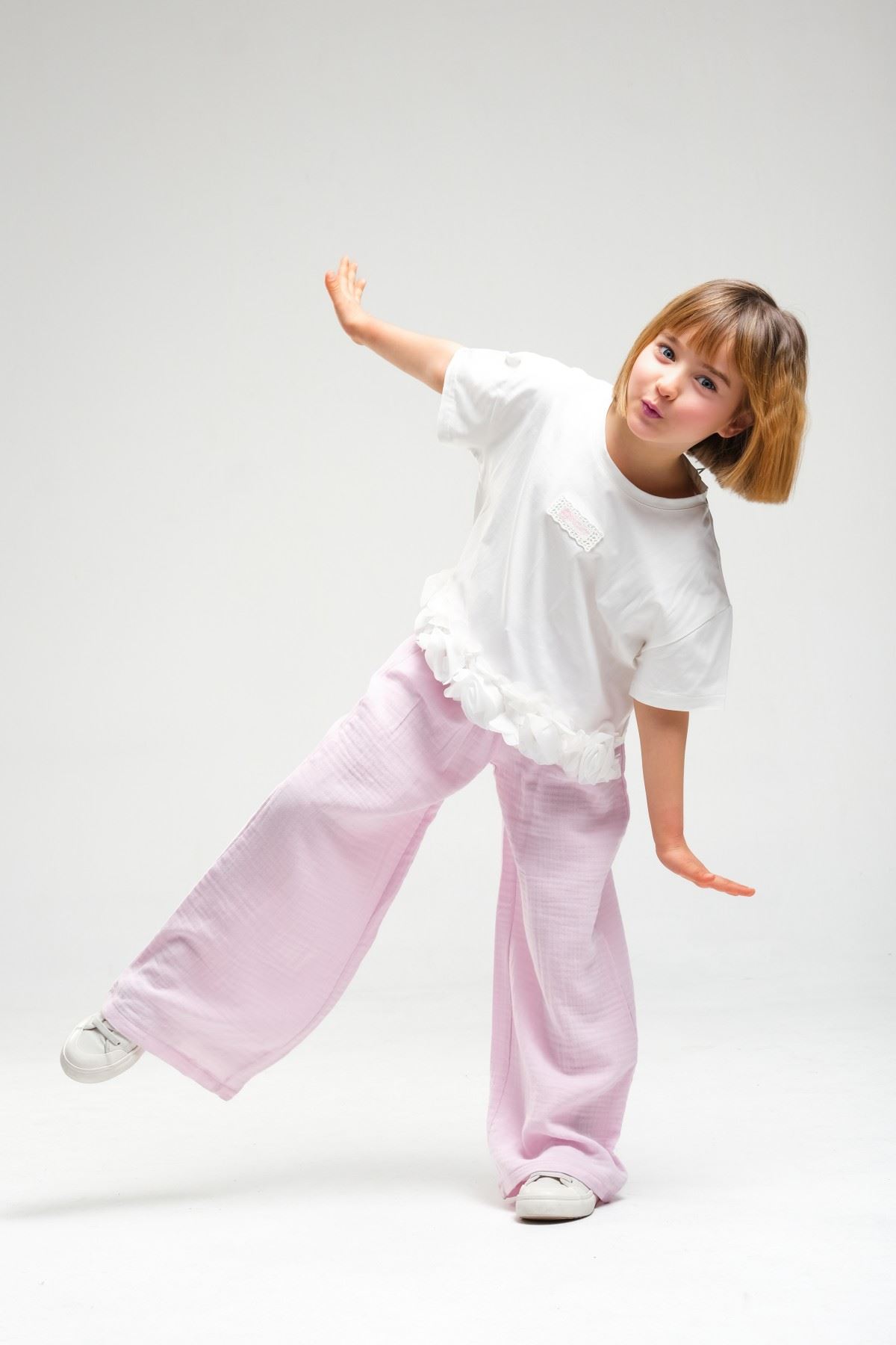 4-8 Yaş Asuman Two Kız Çocuk Takım-Şeker Pembe