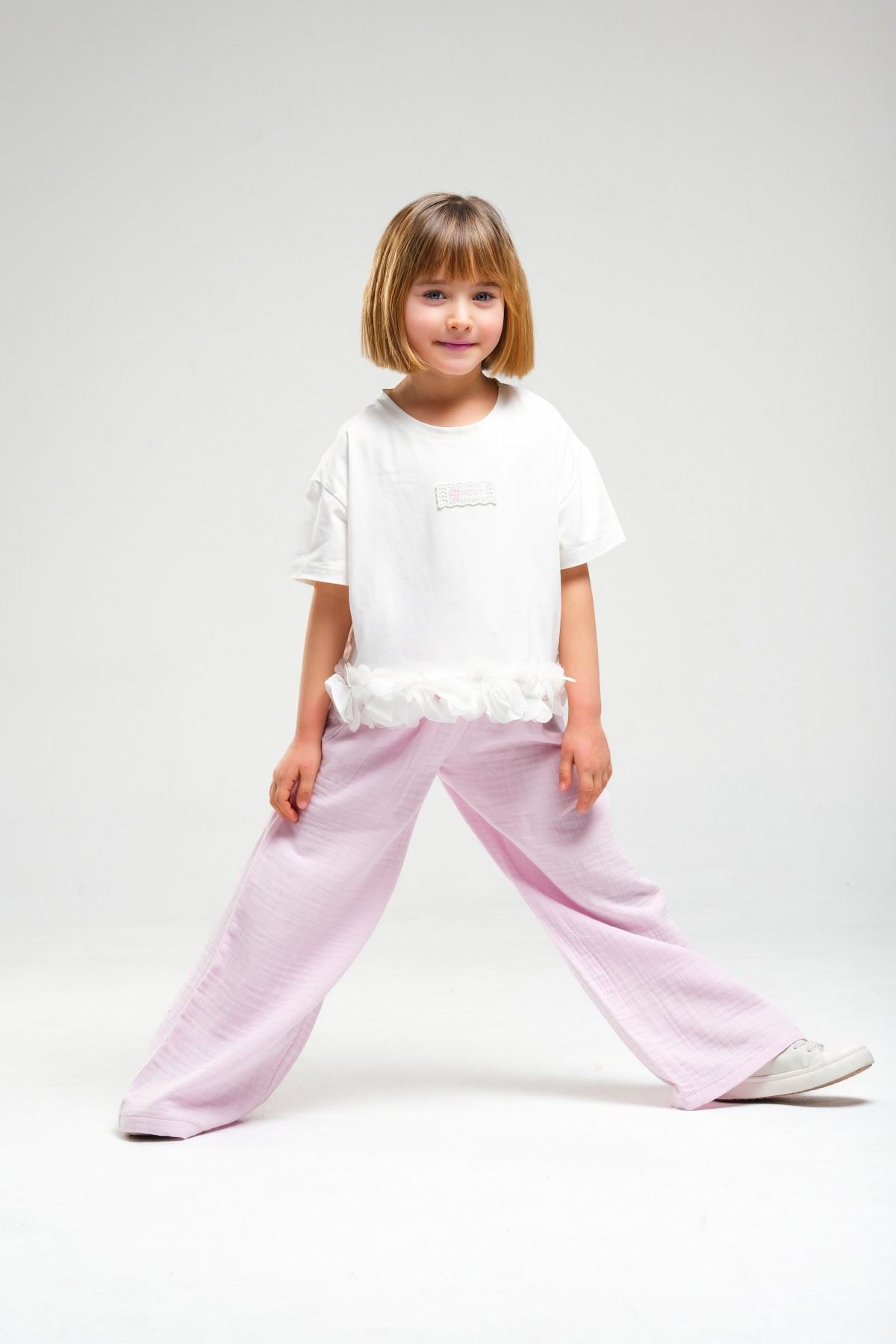 4-8 Yaş Asuman Two Kız Çocuk Takım-Şeker Pembe