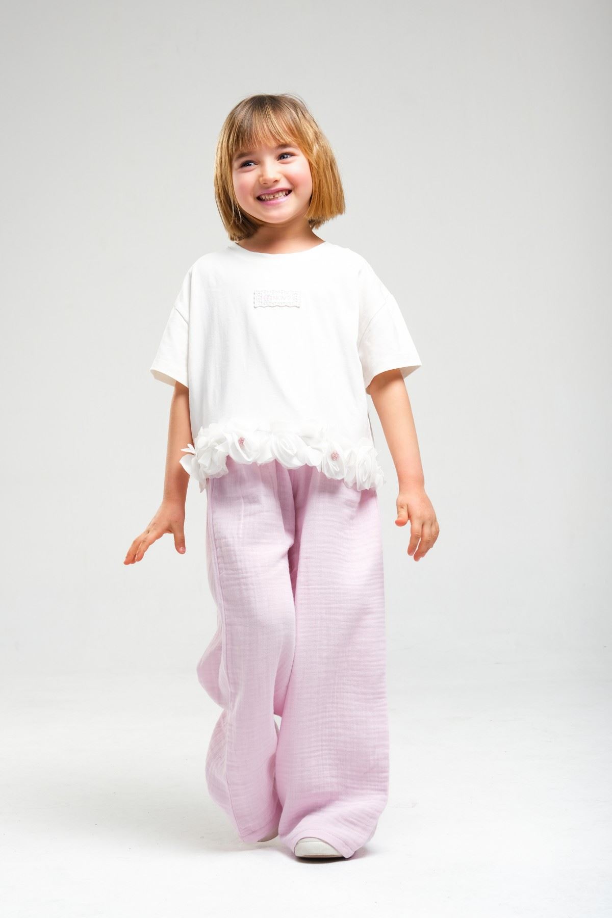 4-8 Yaş Asuman Two Kız Çocuk Takım-Şeker Pembe