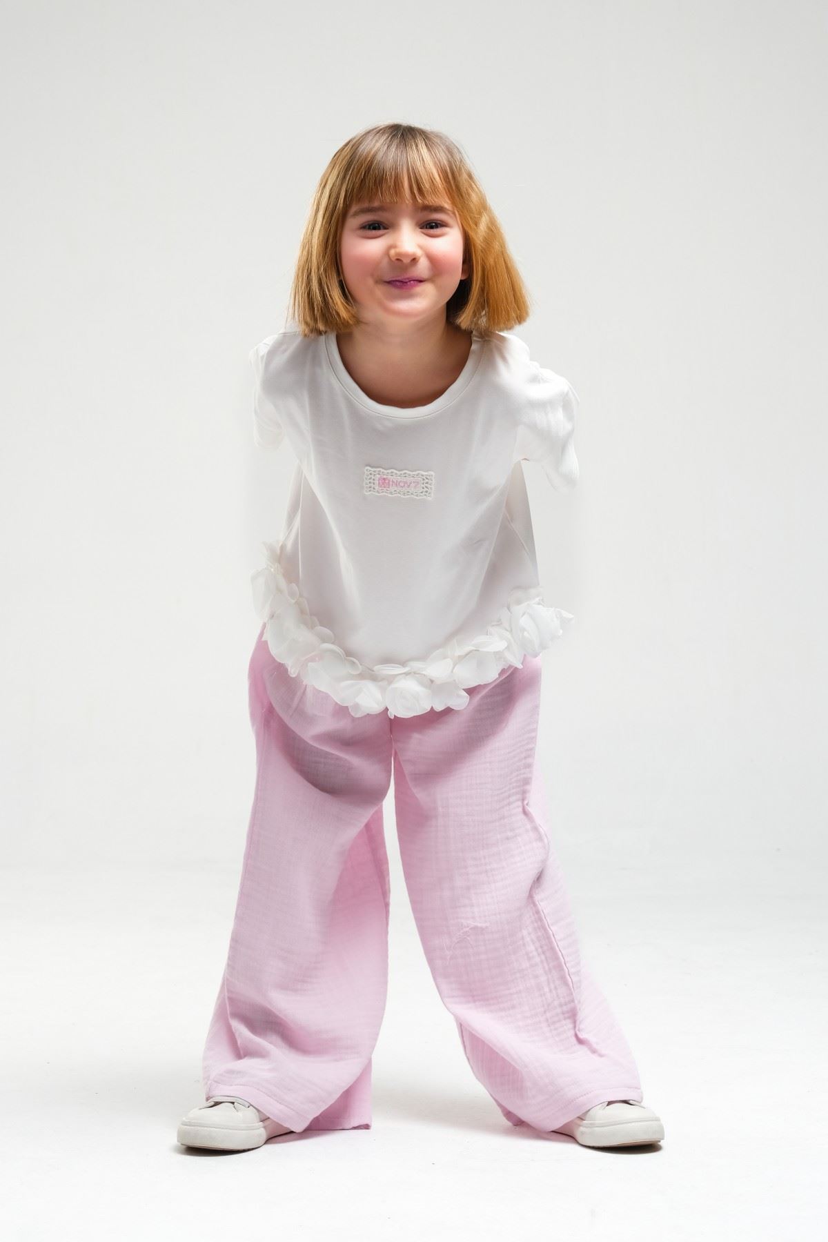 4-8 Yaş Asuman Two Kız Çocuk Takım-Şeker Pembe