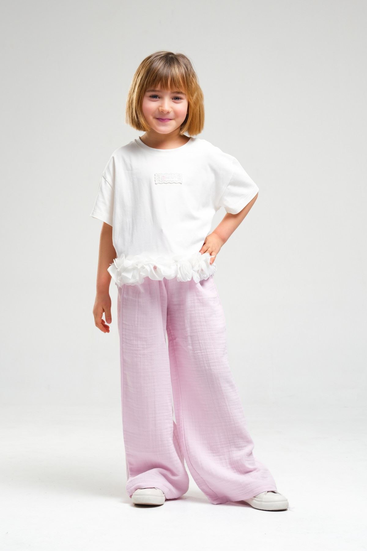 4-8 Yaş Asuman Two Kız Çocuk Takım-Şeker Pembe