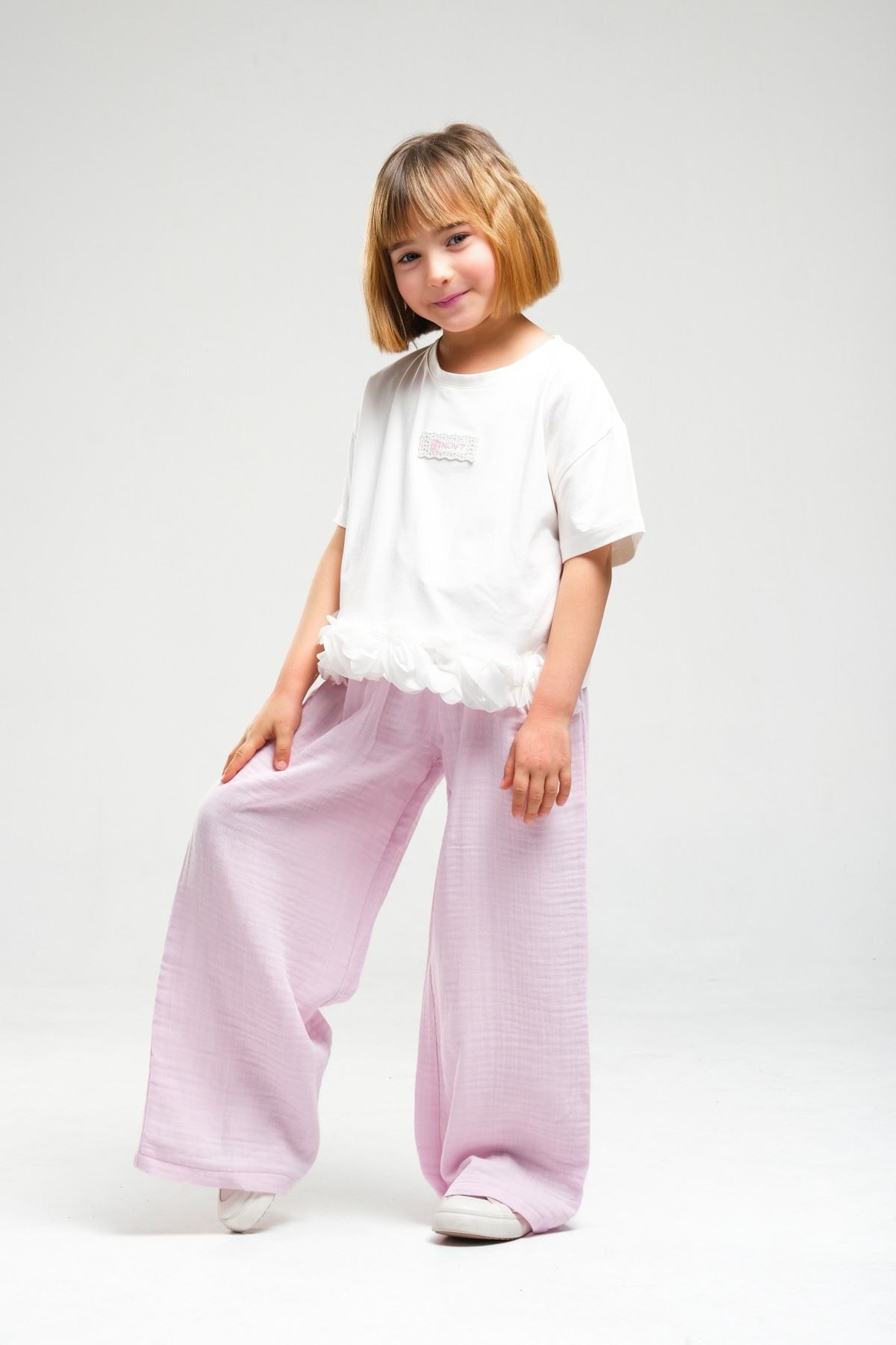 4-8 Yaş Asuman Two Kız Çocuk Takım-Şeker Pembe