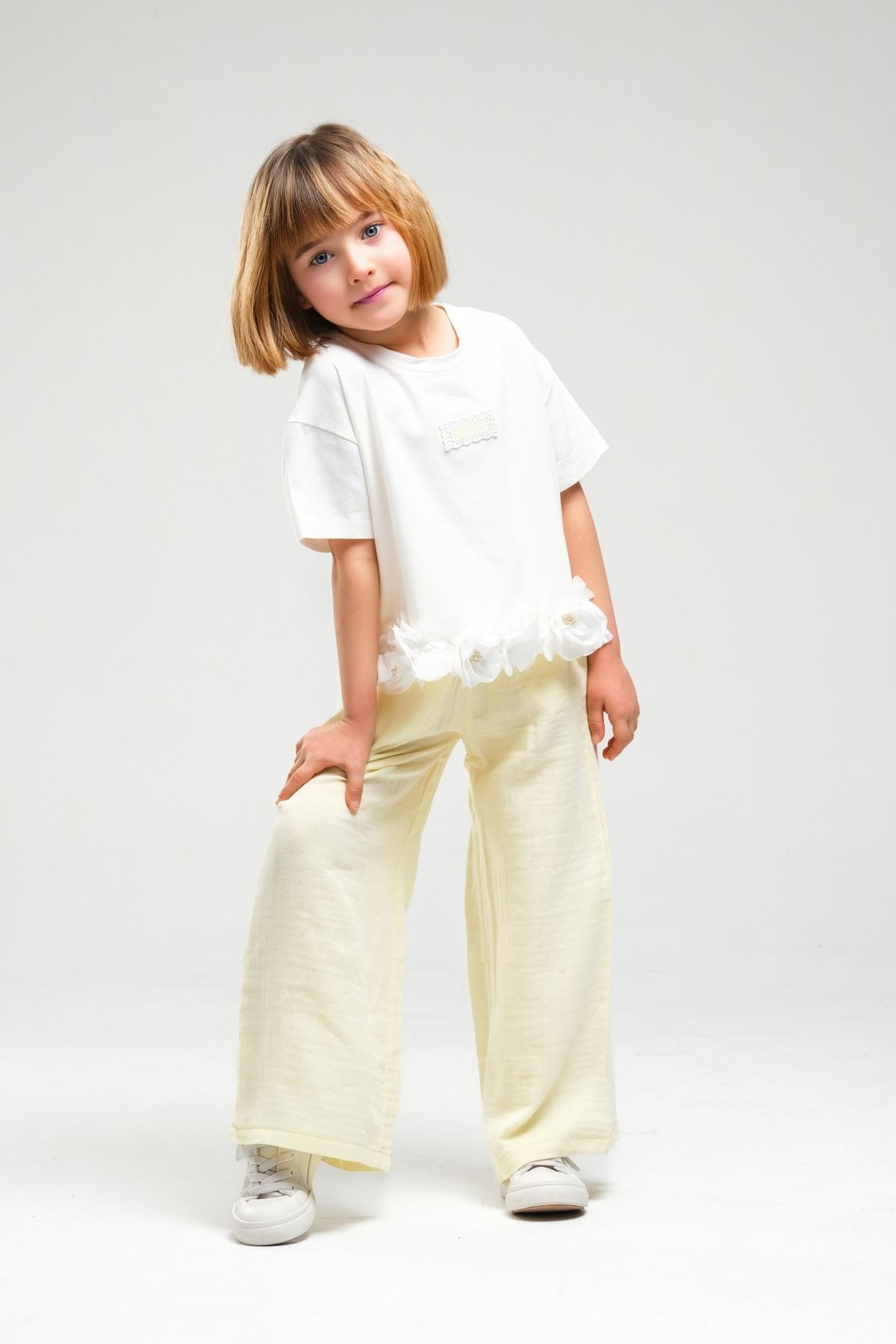 4-8 Yaş Asuman Two Kız Çocuk Takım-Sarı