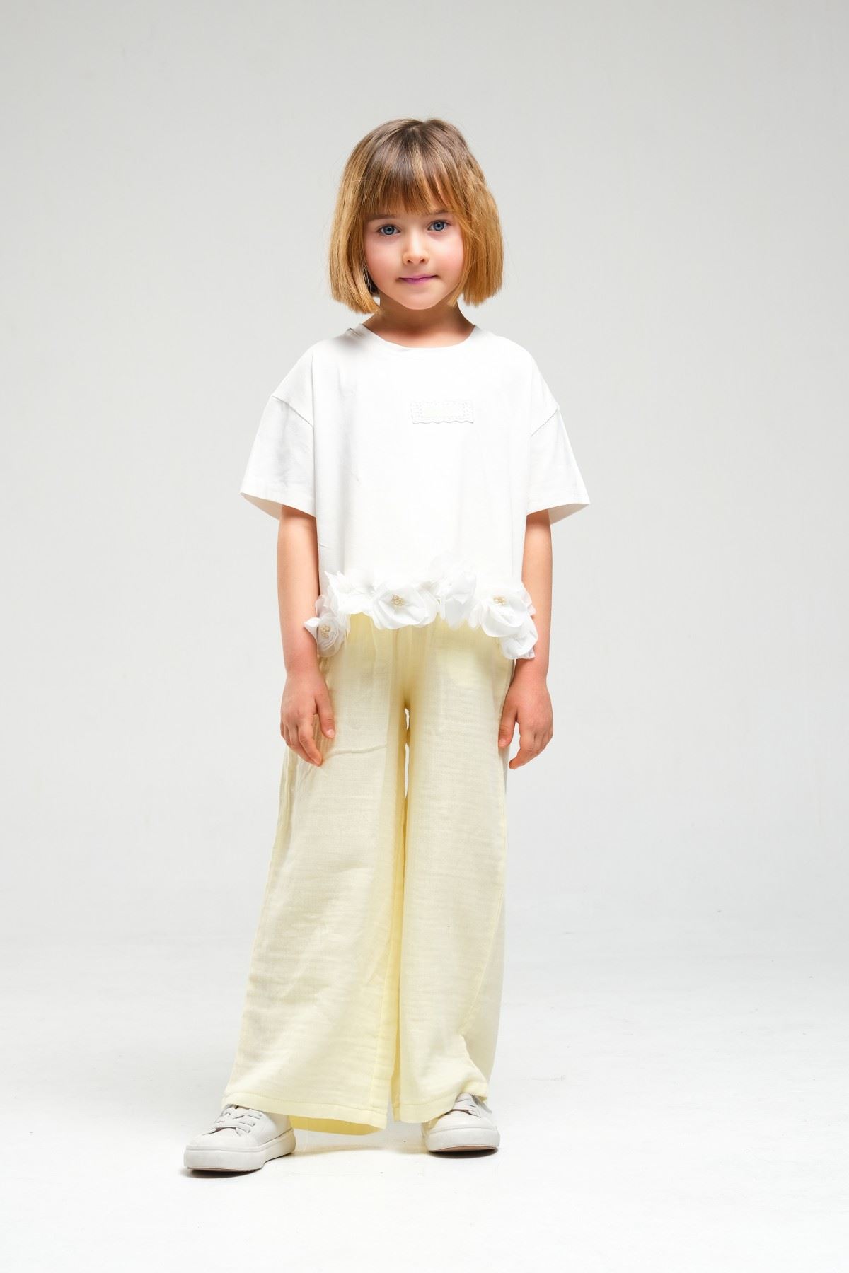 4-8 Yaş Asuman Two Kız Çocuk Takım-Sarı