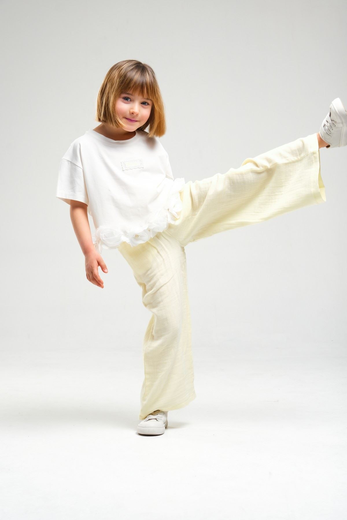 4-8 Yaş Asuman Two Kız Çocuk Takım-Sarı