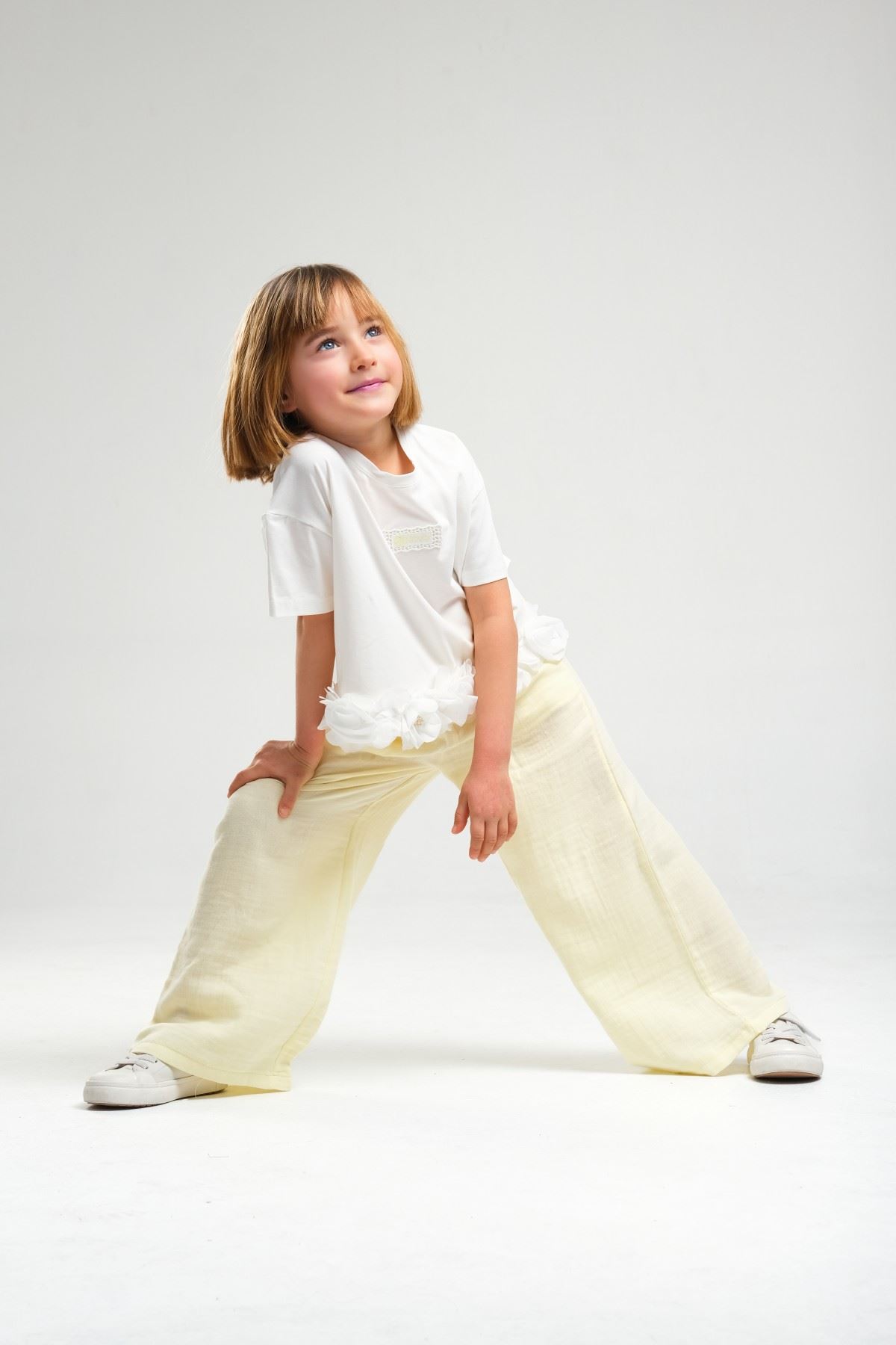 4-8 Yaş Asuman Two Kız Çocuk Takım-Sarı