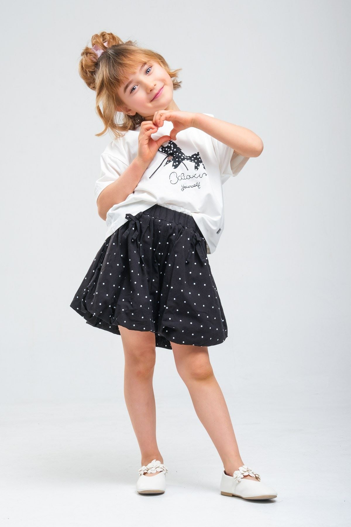 4-8 Yaş Cherry Cate Kız Çocuk Takım-Siyah