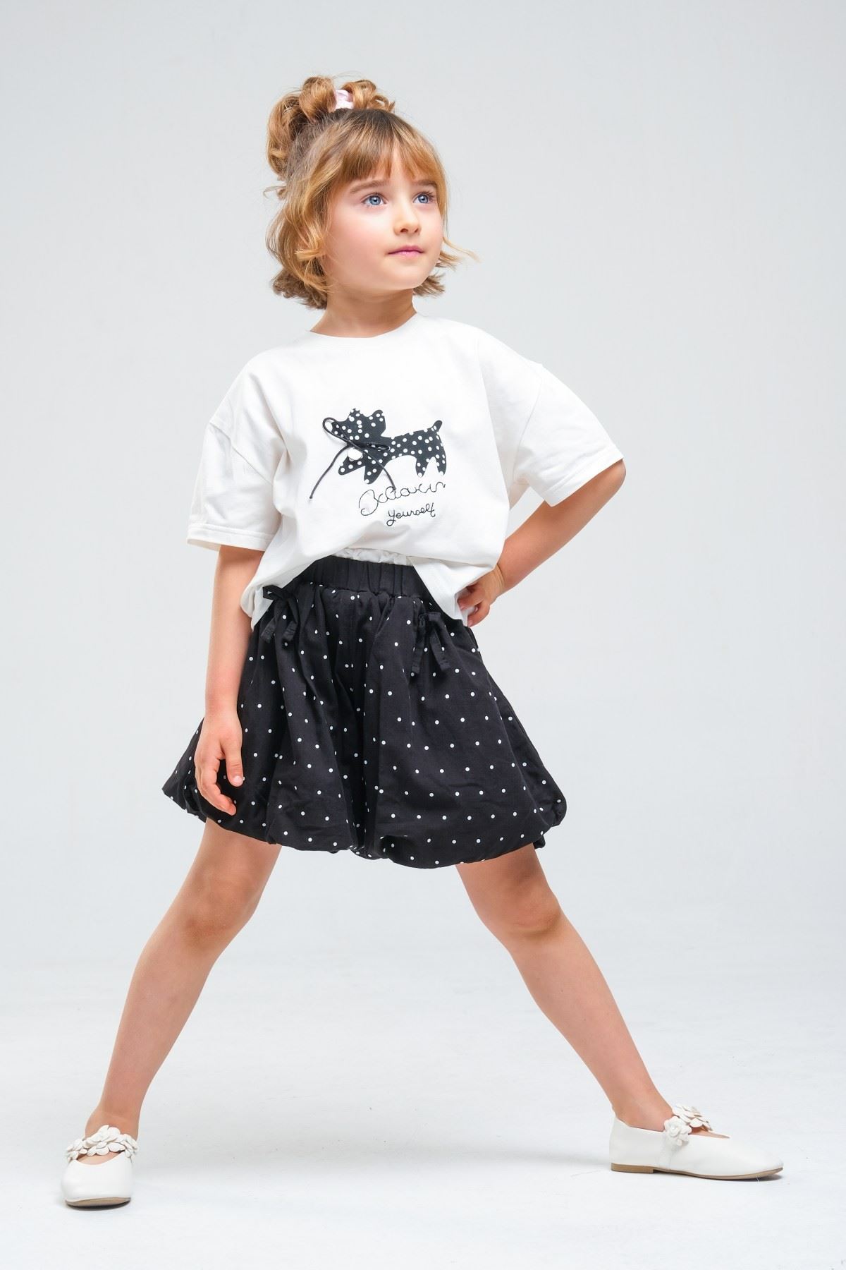 4-8 Yaş Cherry Cate Kız Çocuk Takım-Siyah