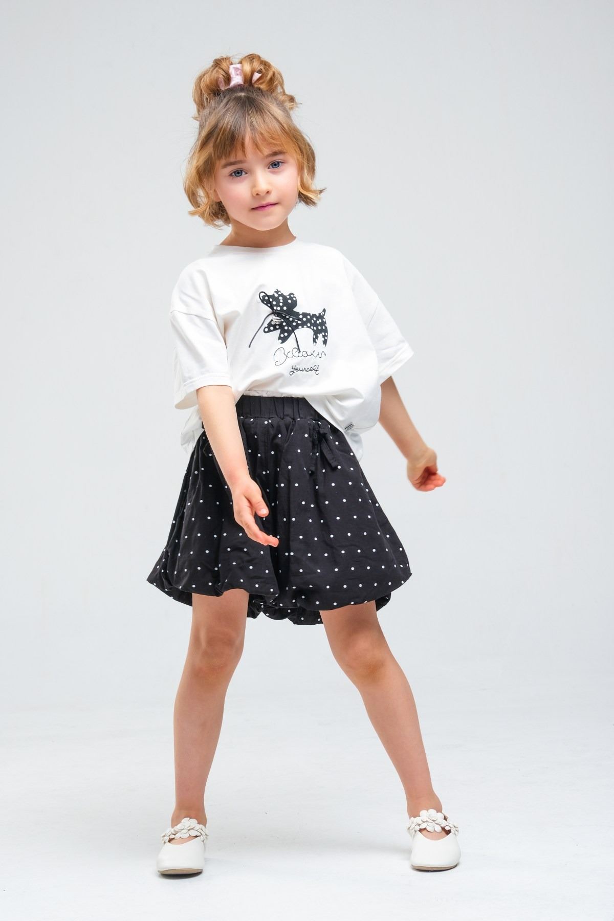 4-8 Yaş Cherry Cate Kız Çocuk Takım-Siyah