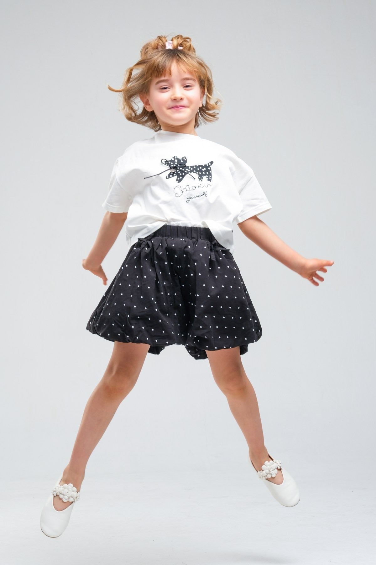 4-8 Yaş Cherry Cate Kız Çocuk Takım-Siyah