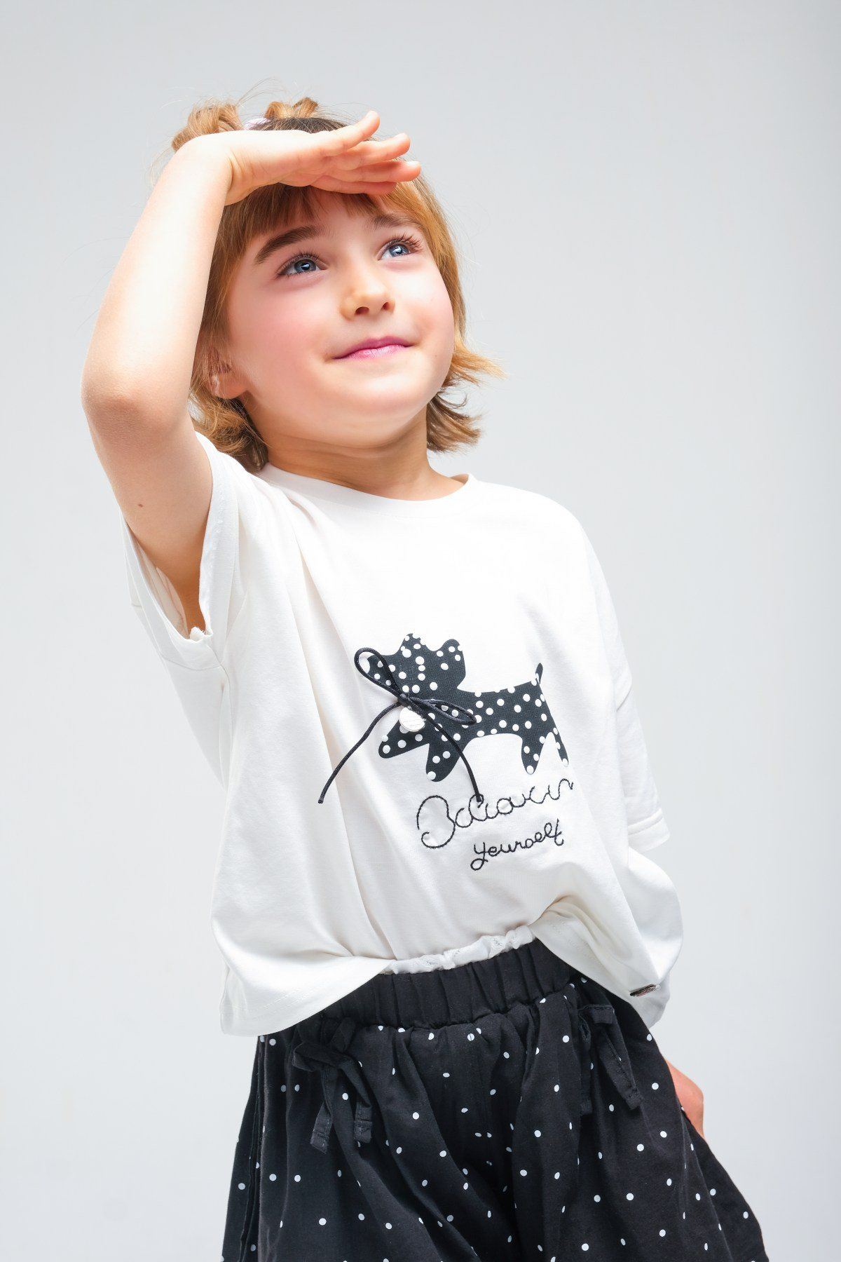 4-8 Yaş Cherry Cate Kız Çocuk Takım-Siyah