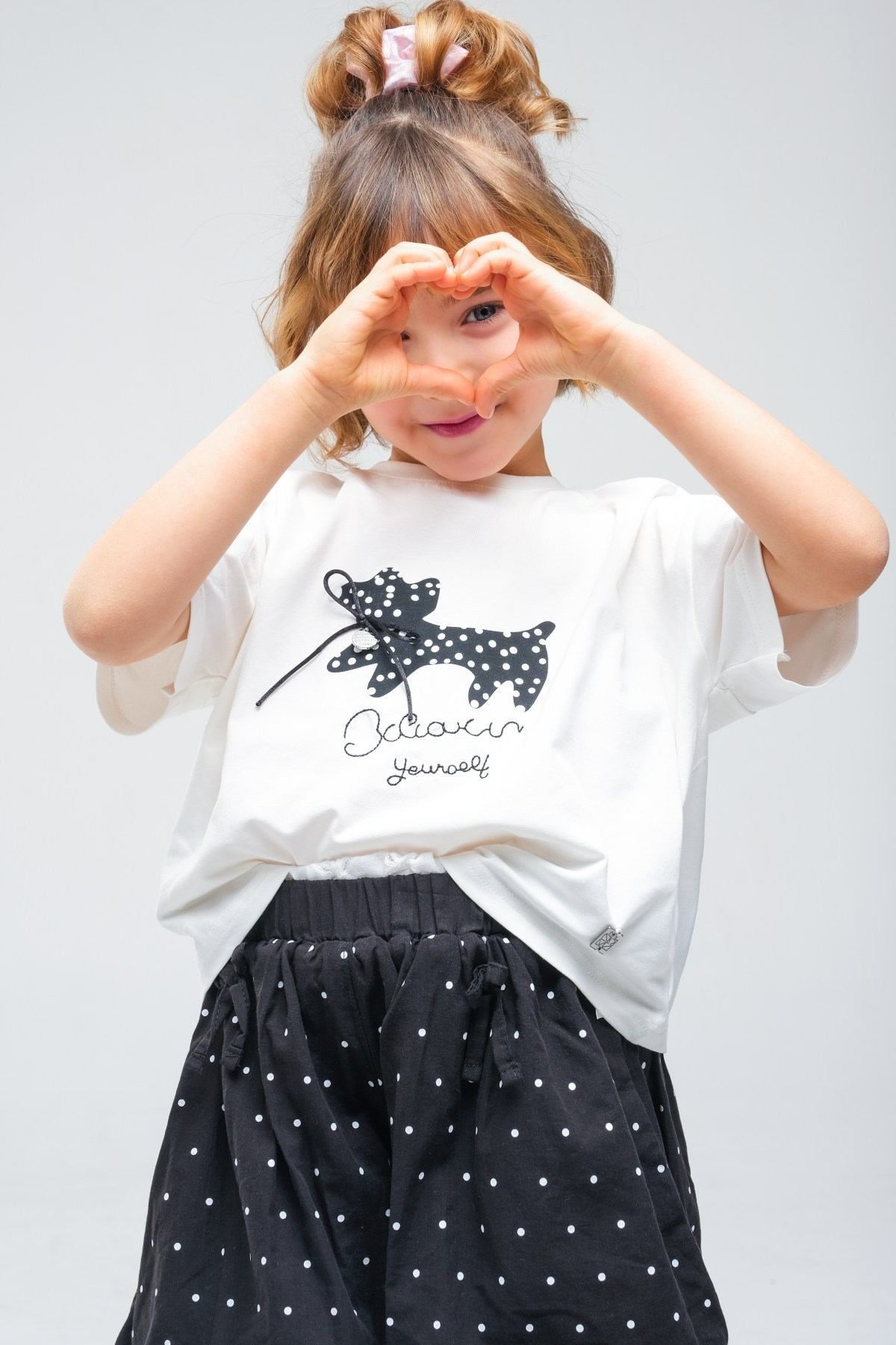 4-8 Yaş Cherry Cate Kız Çocuk Takım-Siyah