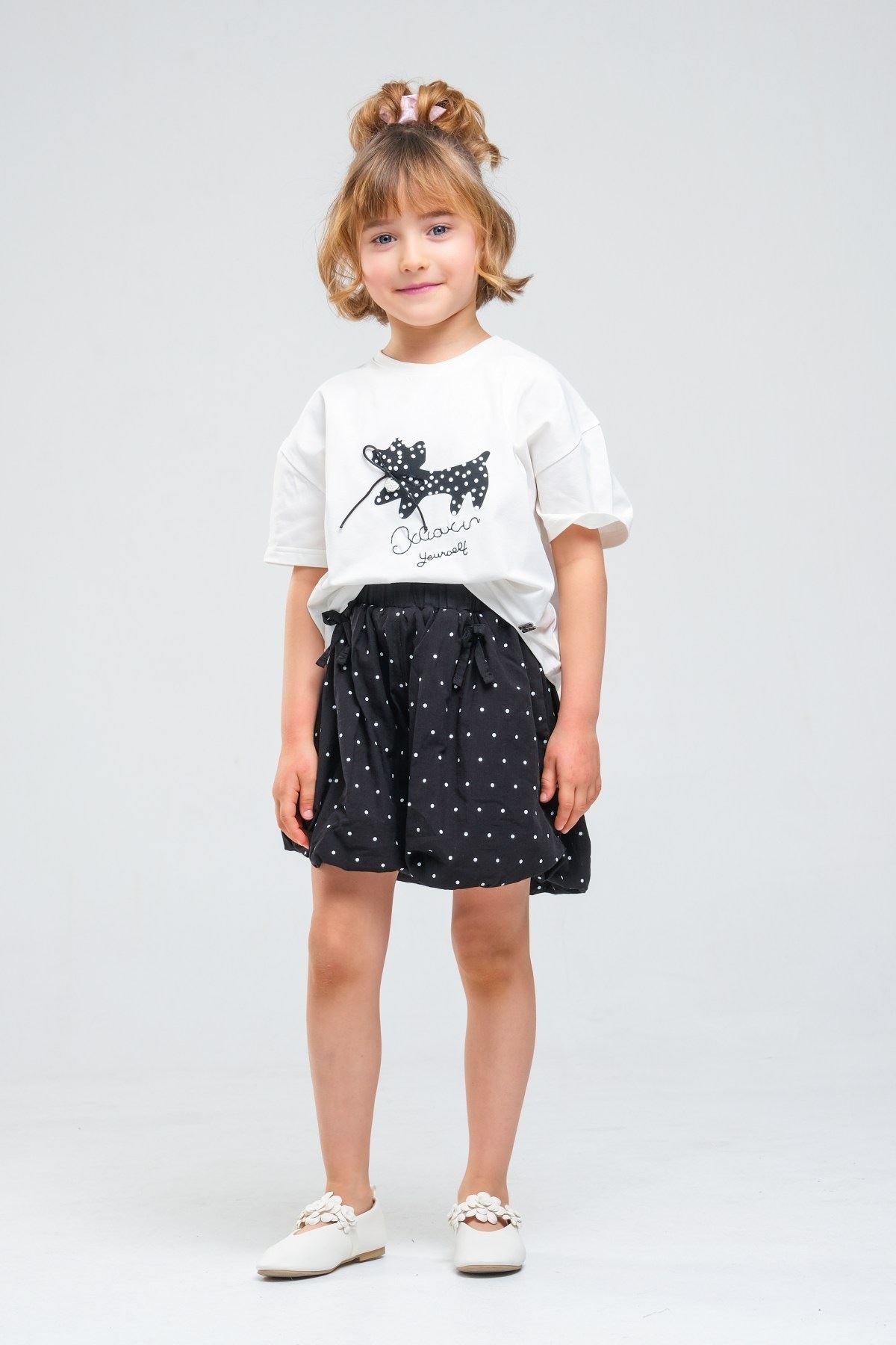 4-8 Yaş Cherry Cate Kız Çocuk Takım-Siyah