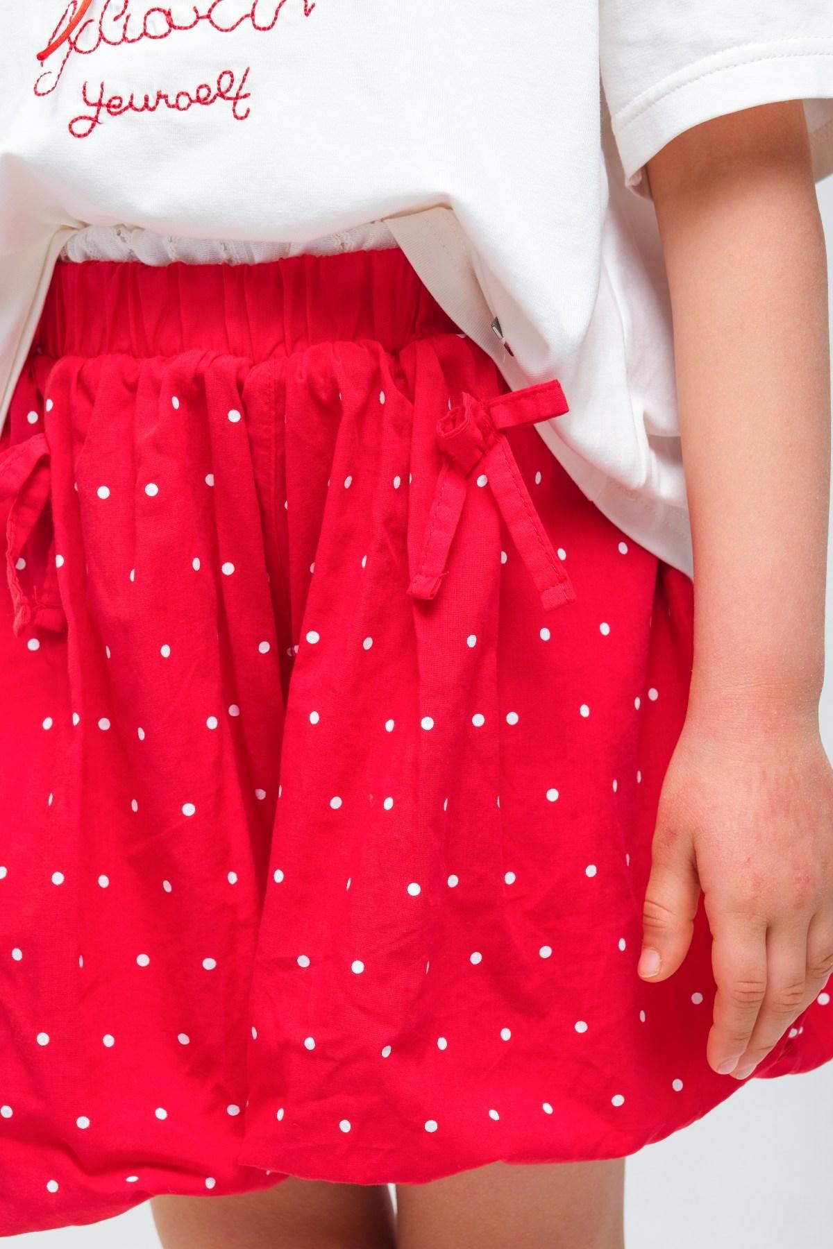 4-8 Yaş Cherry Cate Kız Çocuk Takım-Kırmızı