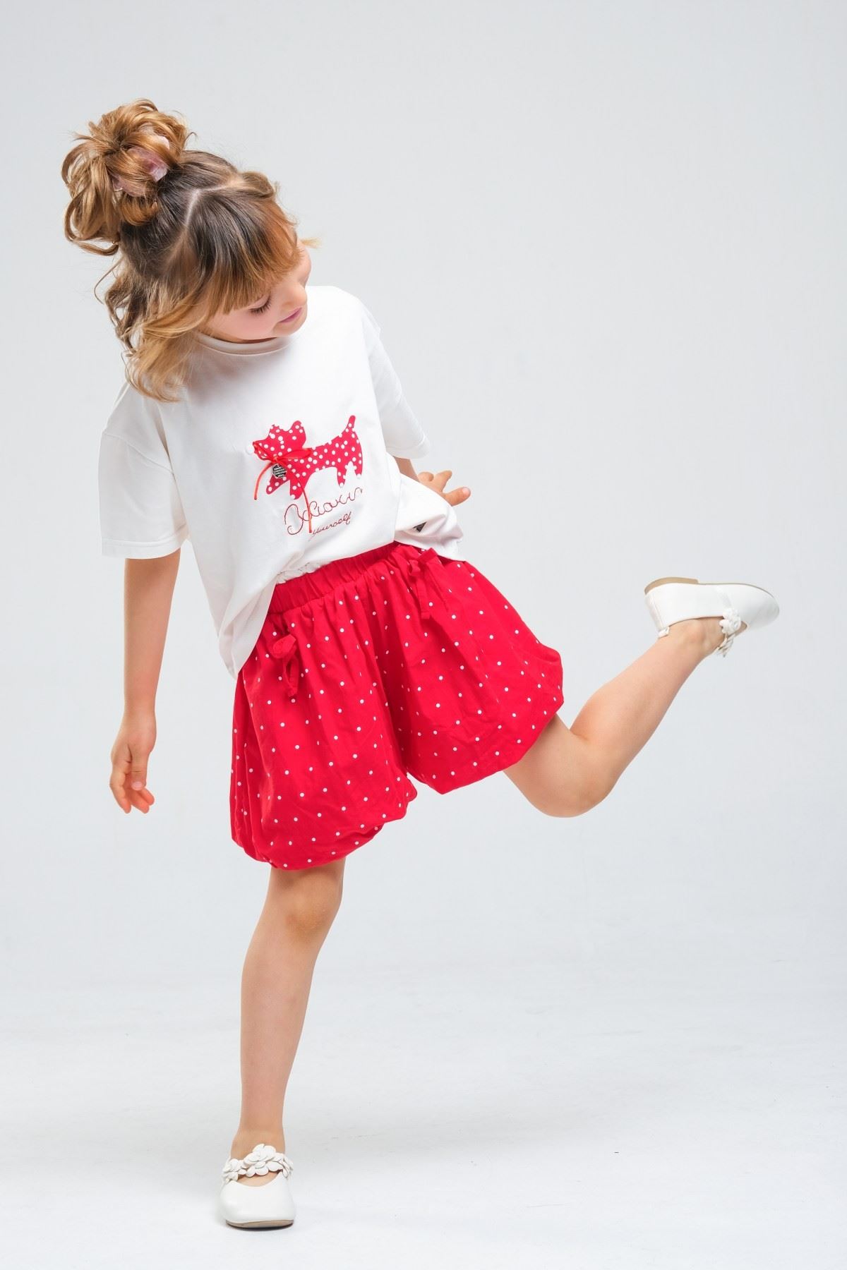 4-8 Yaş Cherry Cate Kız Çocuk Takım-Kırmızı