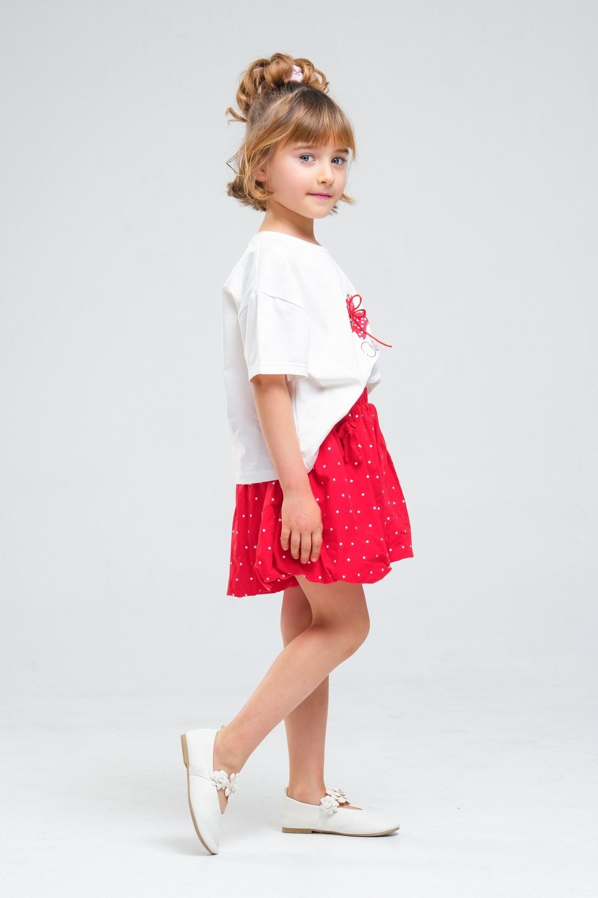 4-8 Yaş Cherry Cate Kız Çocuk Takım-Kırmızı