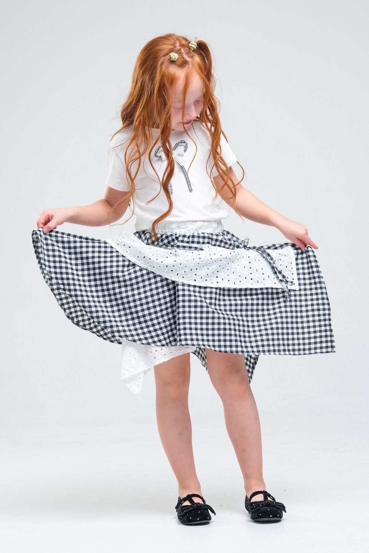 4-8 Yaş Navy Firuze Kız Çocuk Takım-Siyah