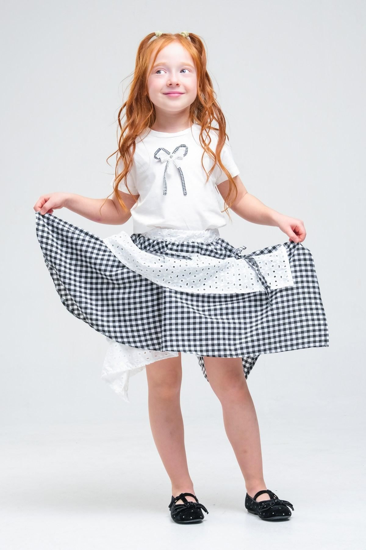 4-8 Yaş Navy Firuze Kız Çocuk Takım-Siyah