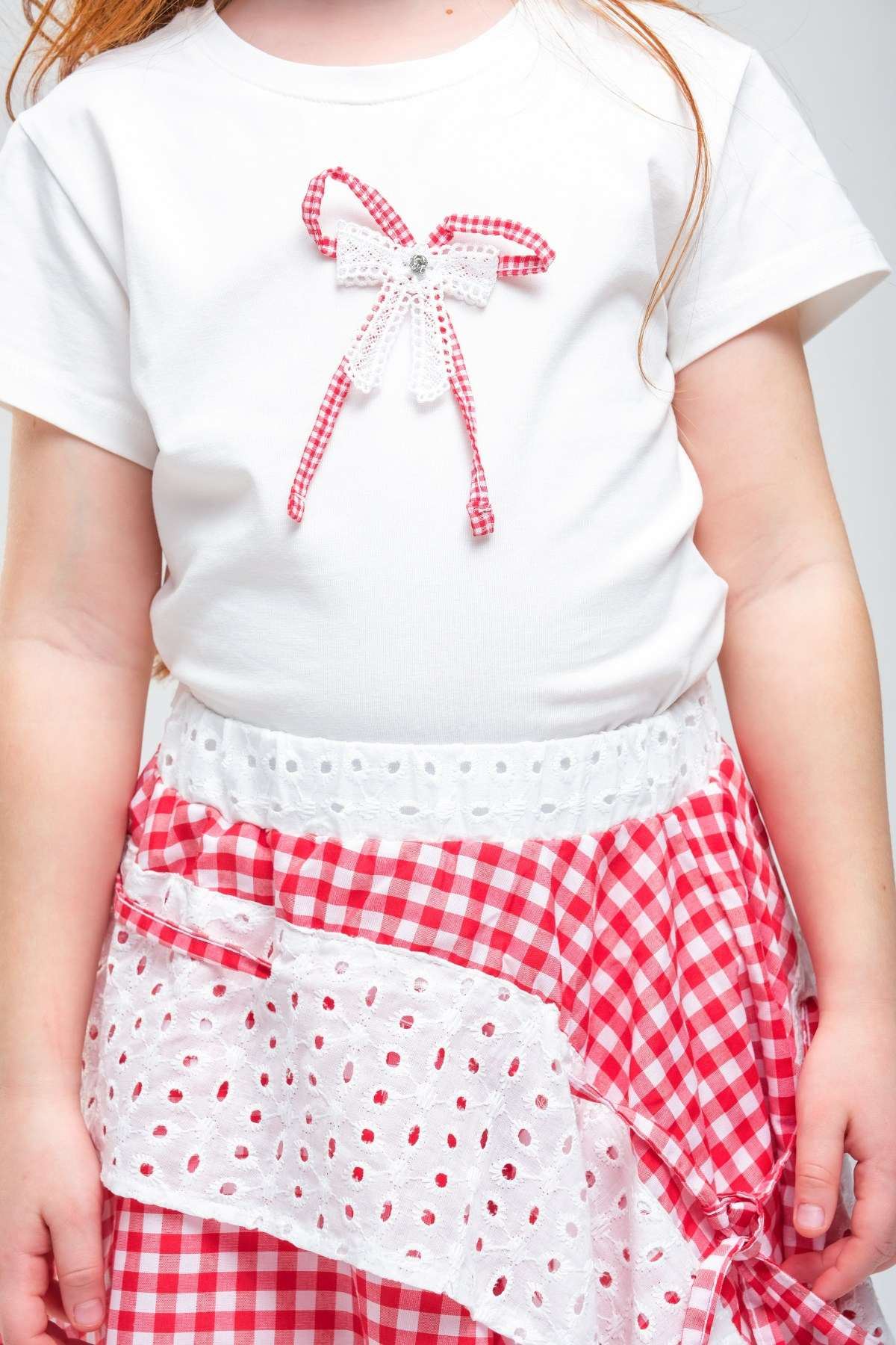 4-8 Yaş Navy Firuze Kız Çocuk Takım-Kırmızı