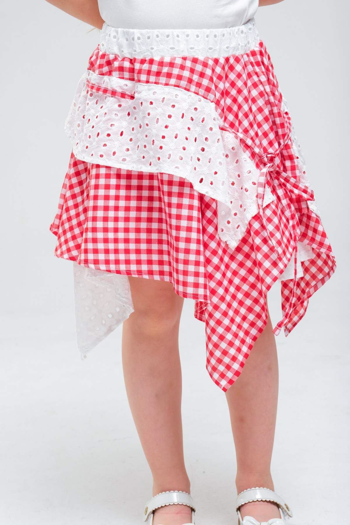 4-8 Yaş Navy Firuze Kız Çocuk Takım-Kırmızı