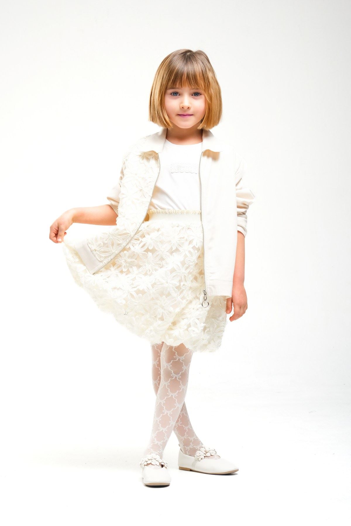 4-8 Yaş Royal Pearl Kız Çocuk 3'Lü Takım-Latte