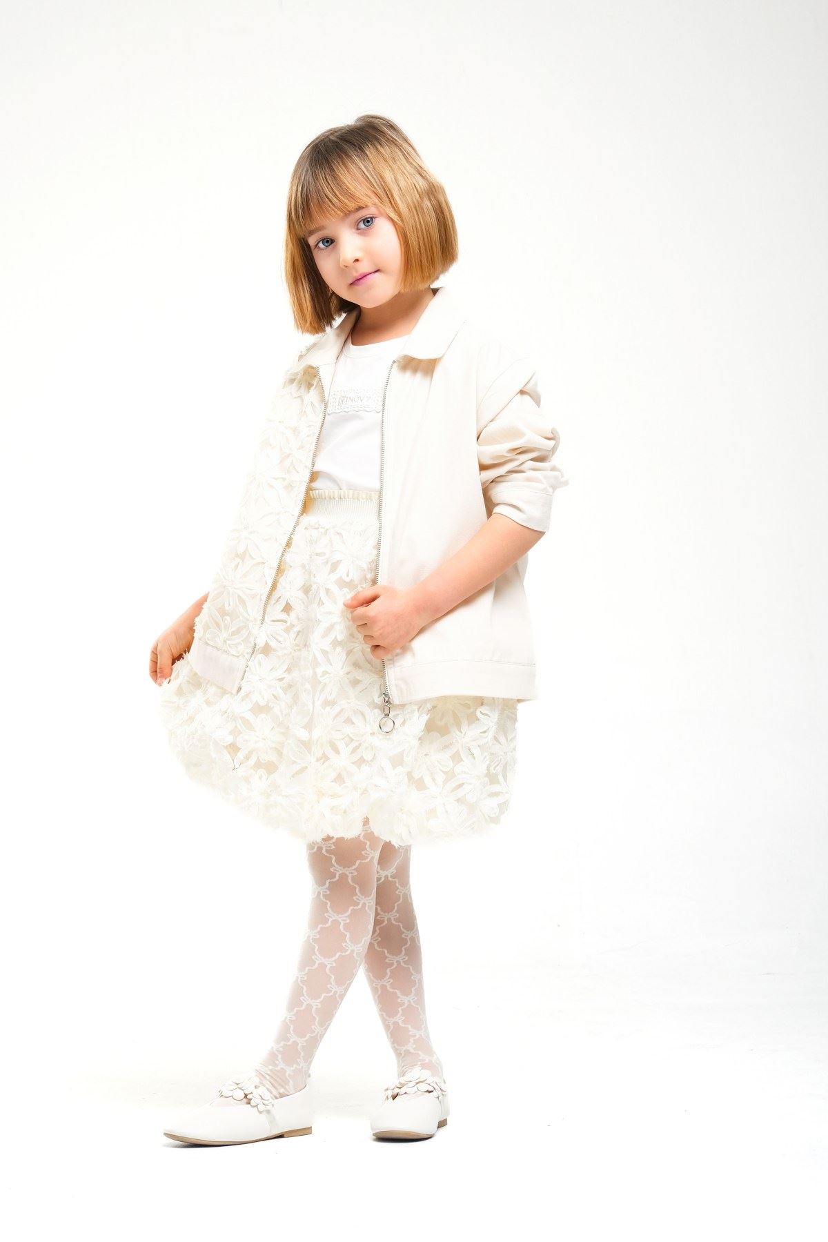 4-8 Yaş Royal Pearl Kız Çocuk 3'Lü Takım-Latte