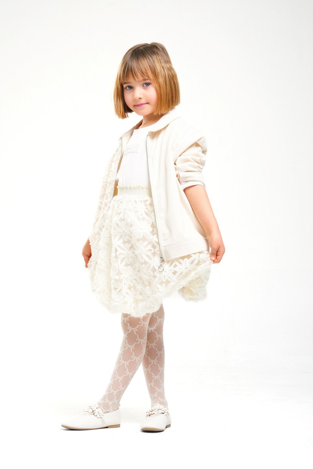 4-8 Yaş Royal Pearl Kız Çocuk 3'Lü Takım-Latte