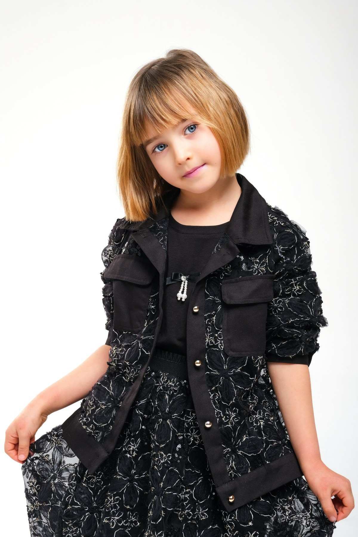 4-8 Yaş Madam Elagance Kız Çocuk 3'Lü Takım-Siyah