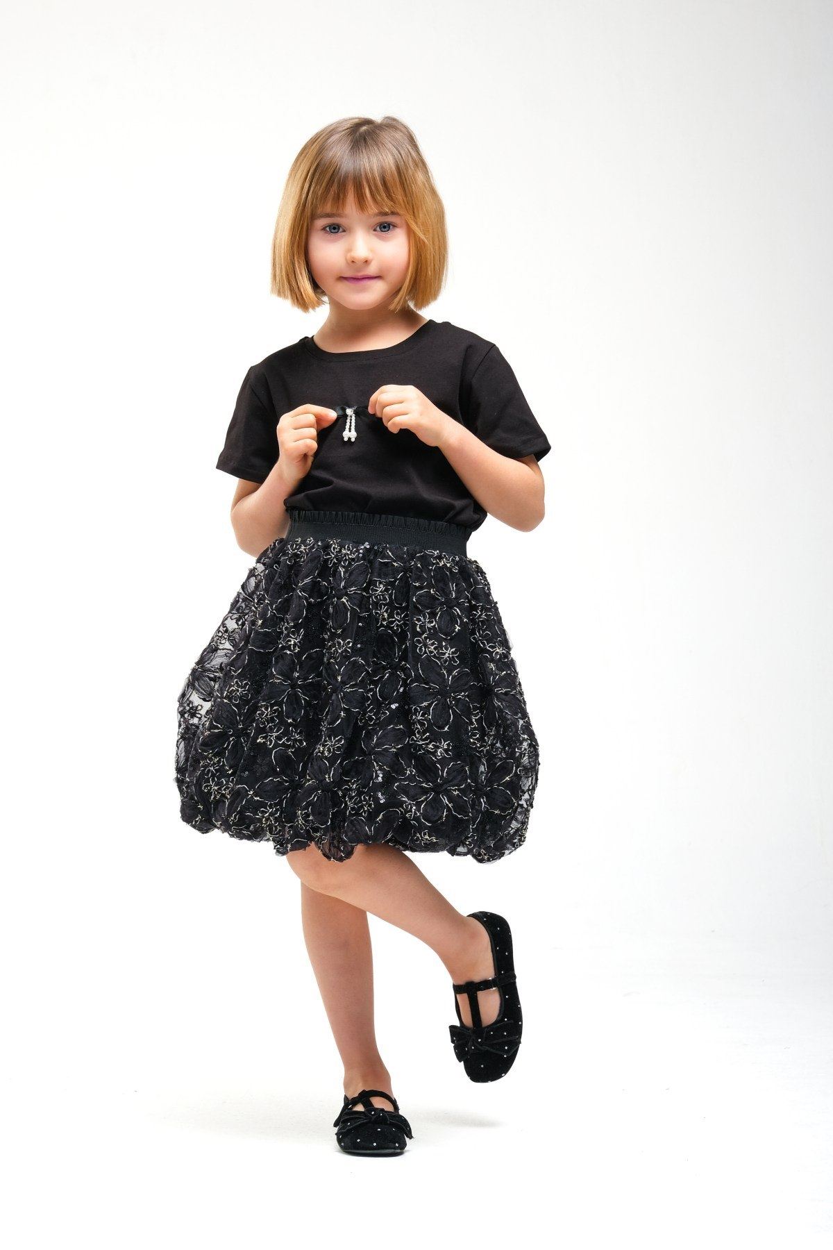 4-8 Yaş Madam Elagance Kız Çocuk 3'Lü Takım-Siyah