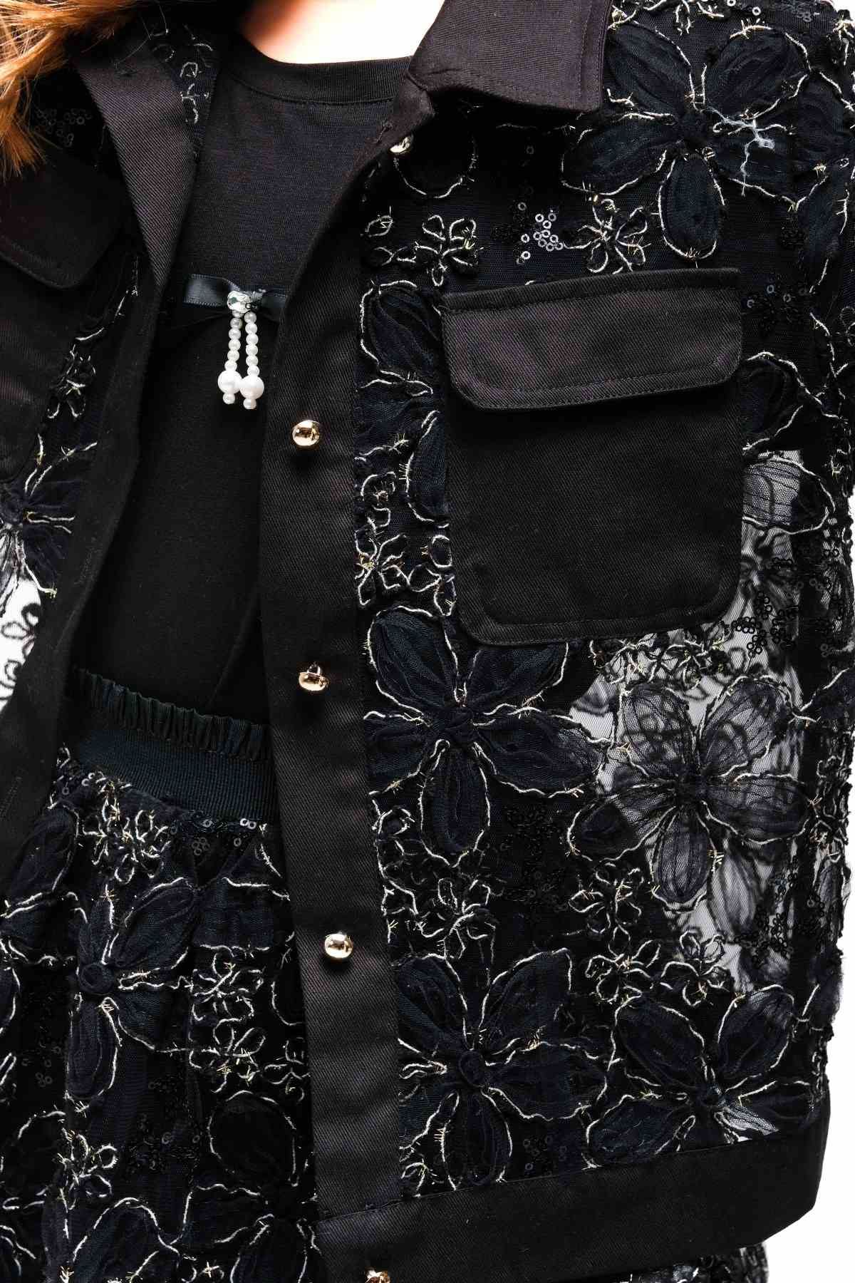 4-8 Yaş Madam Elagance Kız Çocuk 3'Lü Takım-Siyah