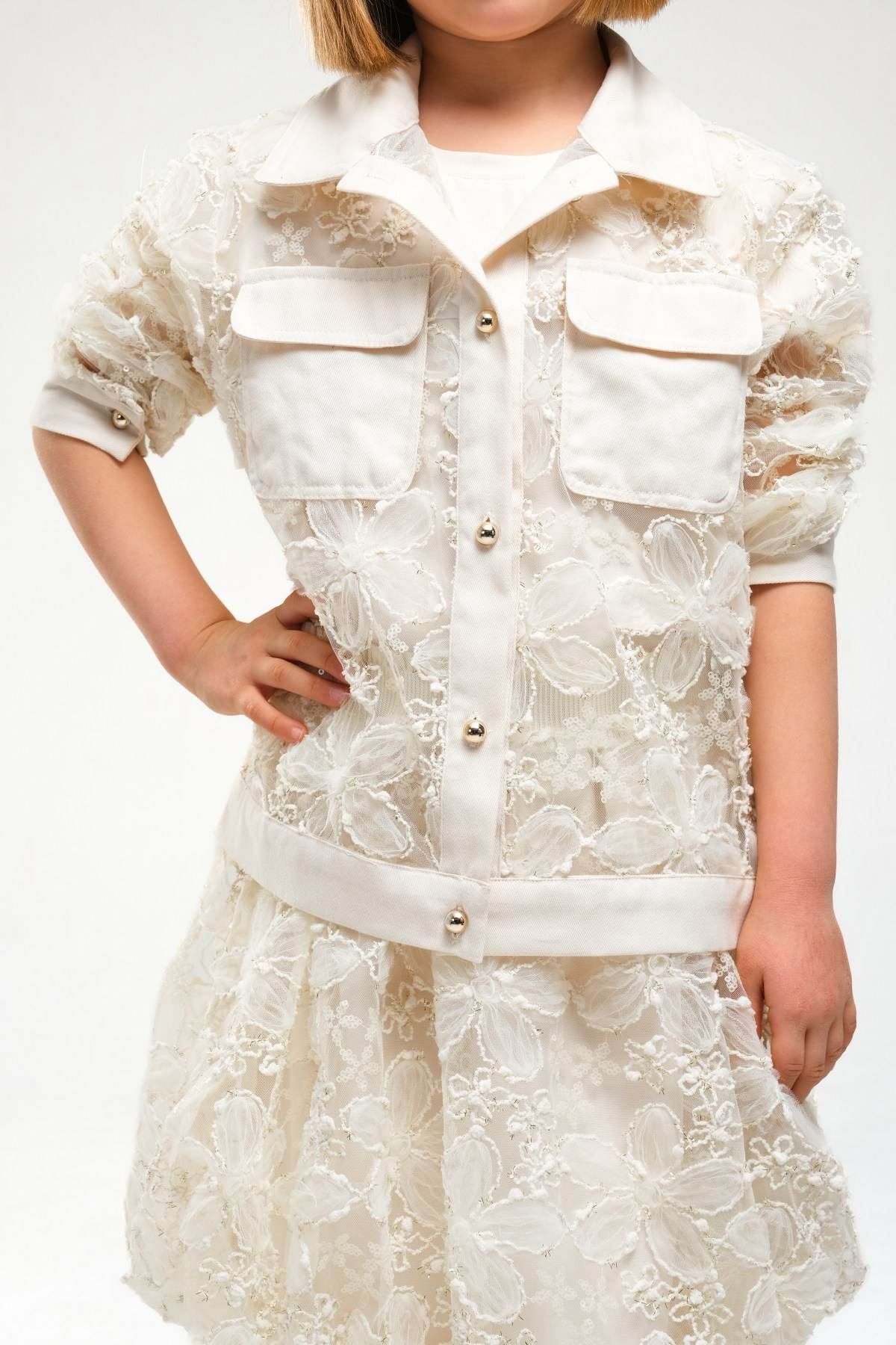 4-8 Yaş Madam Elagance Kız Çocuk 3'Lü Takım-Latte