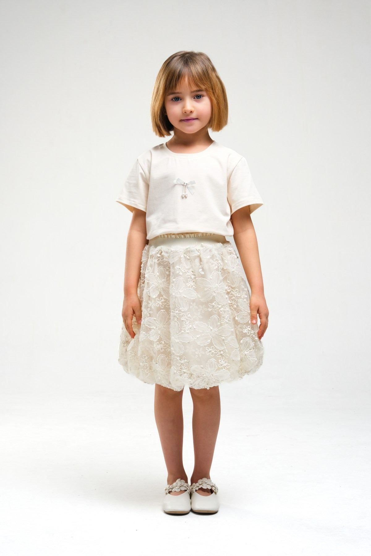 4-8 Yaş Madam Elagance Kız Çocuk 3'Lü Takım-Latte