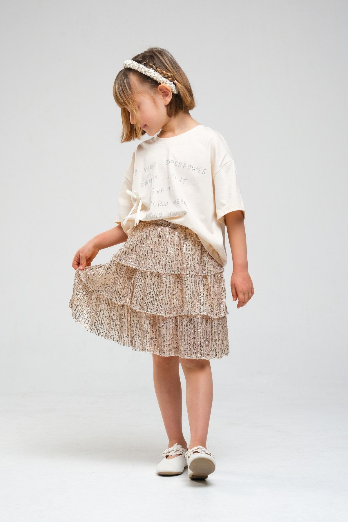 4-8 Yaş Suprice Kız Çocuk Takım-Latte