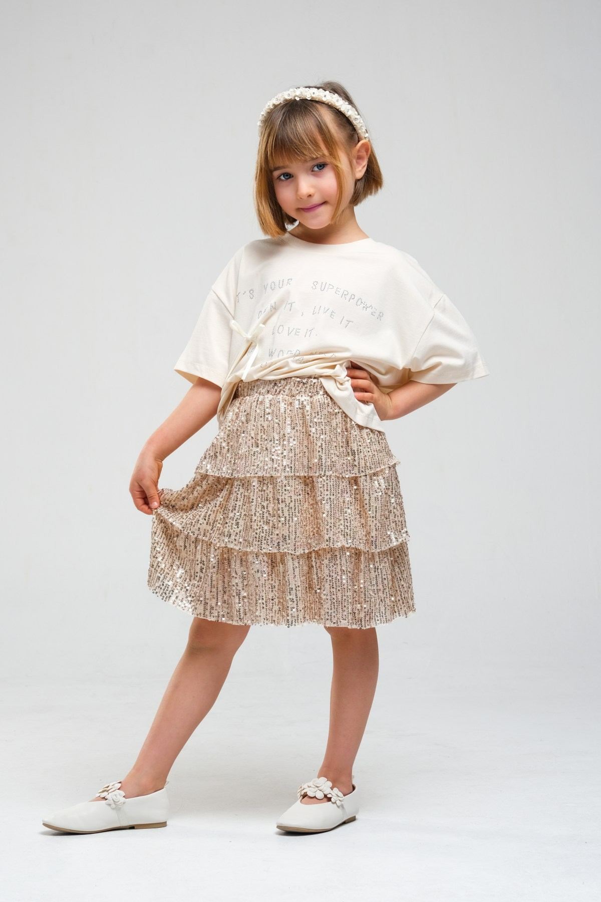 4-8 Yaş Suprice Kız Çocuk Takım-Latte