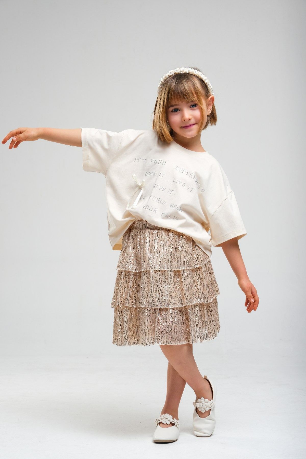 4-8 Yaş Suprice Kız Çocuk Takım-Latte