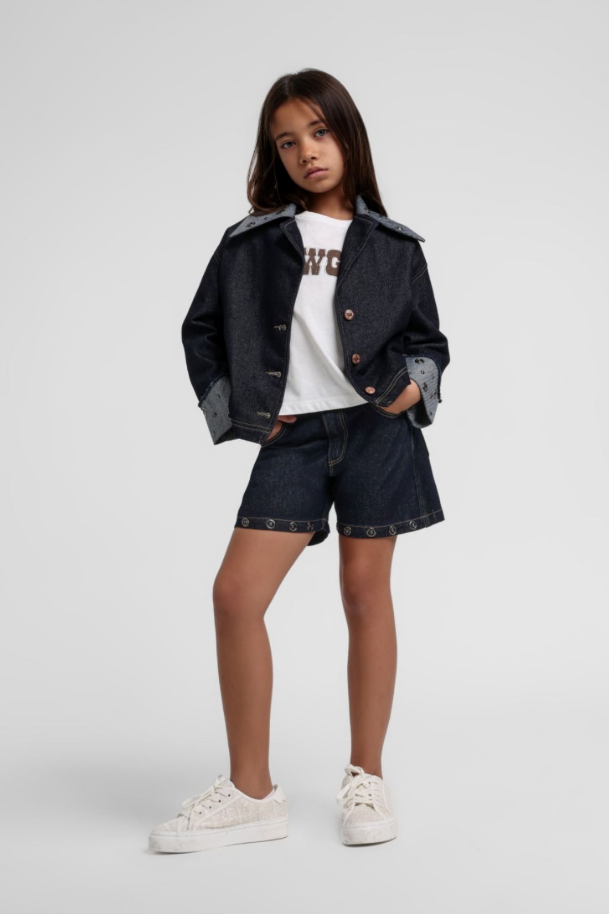 10-14 Yaş Cowgırl Core Kız Çocuk 3'Lü Takım-İndigo